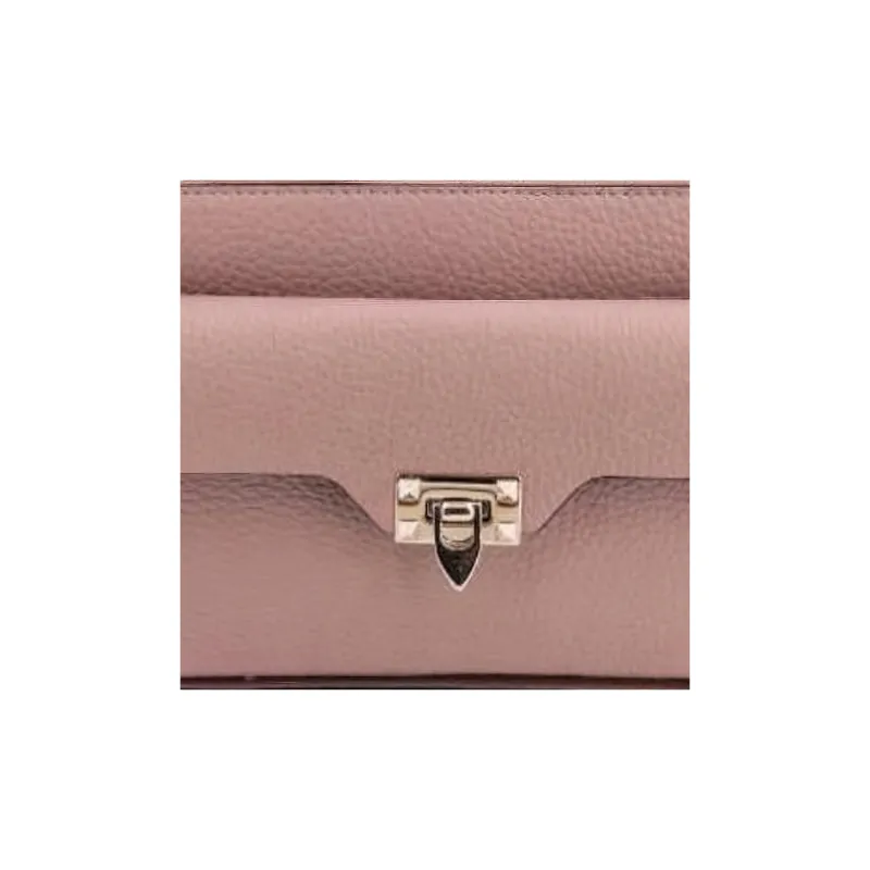 Valentino Rockstud Grained Calfskin One Shoulder Crossbody Clutches Women's Beige Pink-2