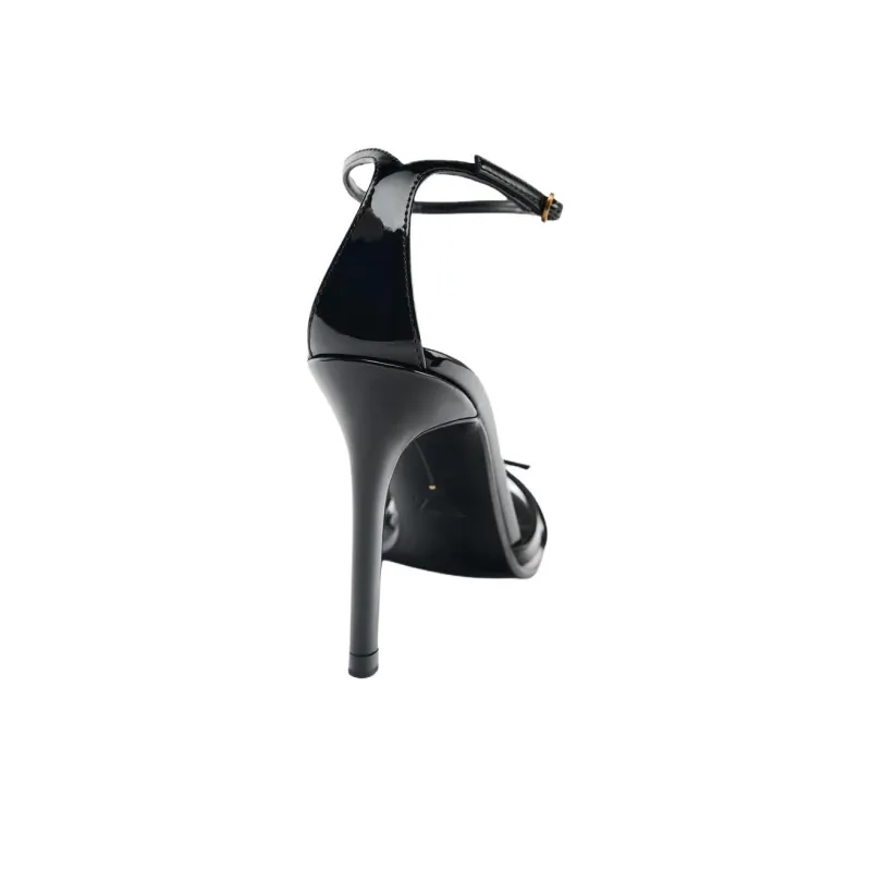 ZARA One Strap Sandals 10cm Women's Black-4