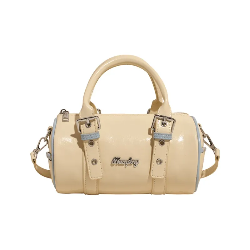 RIVMIND PU Cylinder Bag Handbag Women's Black/White/Yellow/Green-14