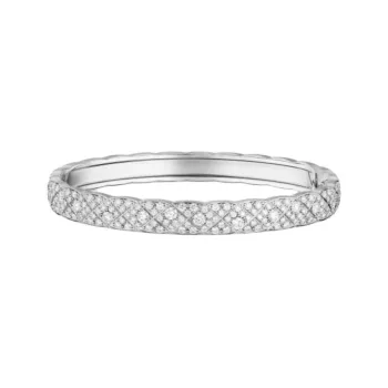 CHANEL 18K White Gold Bangles Unisex Silver