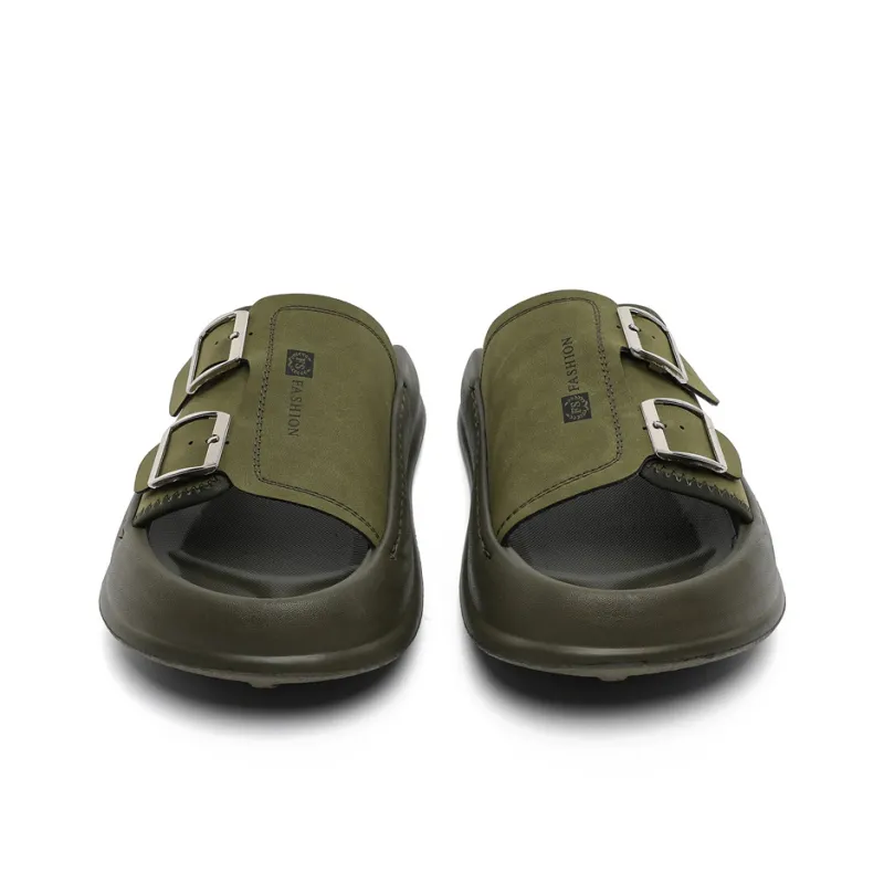 Ritai Slip Resistant Abrasion Resistant Slide Slippers Men's Olive Green-2