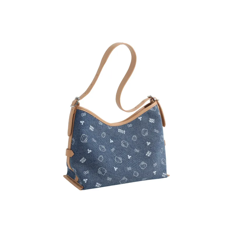 TOUTOU Hello Kitty Collaboration Hello Kitty Fabric Shoulder Bag Regular Women's Denim Blue-6