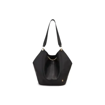 ELLE Cow Leather Tote Shoulder Bag Tubas Women's Black