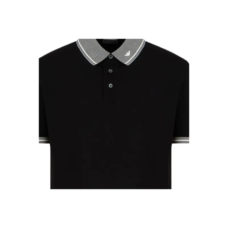 EMPORIO ARMANI Piqué Polo Shirt With Piped Collar-4