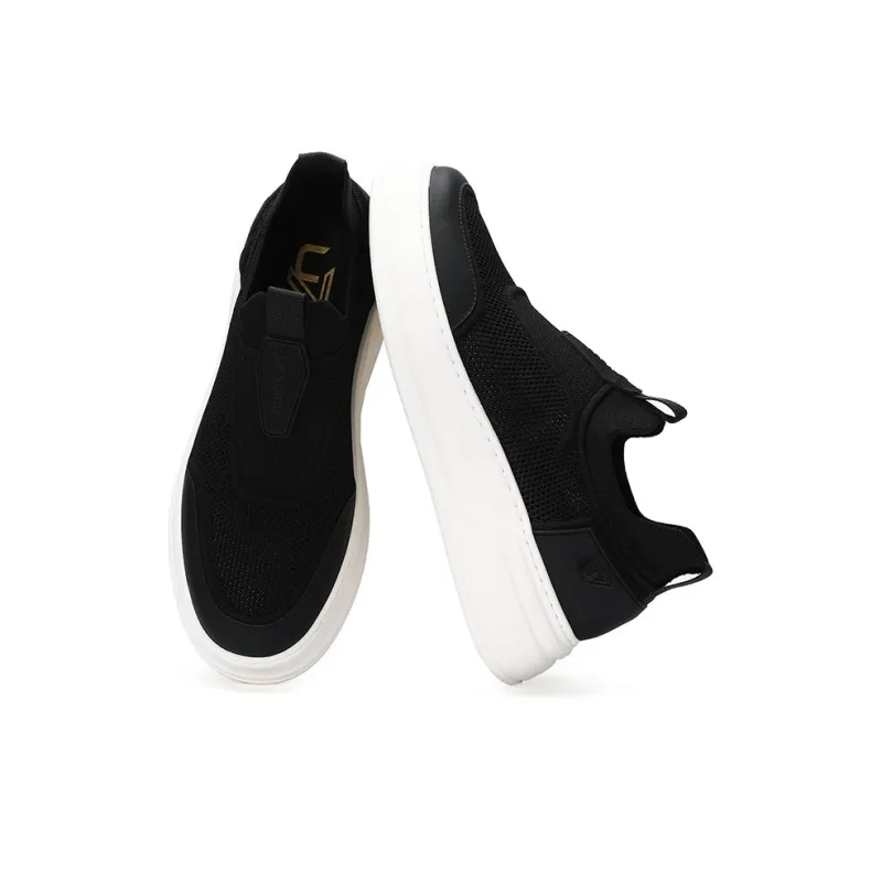 U7 Slip Resistant Cushioning Height Increasing Low Top Skateboard Shoes Men's Black-1