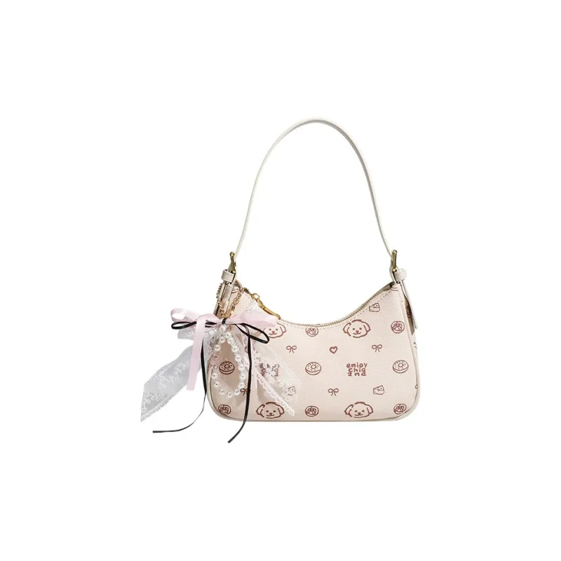 JANE KLAIN Synthetic Leather, Textile Mosaic Underarm Shoulder Bag Women's Cream Apricot/Coffee-0