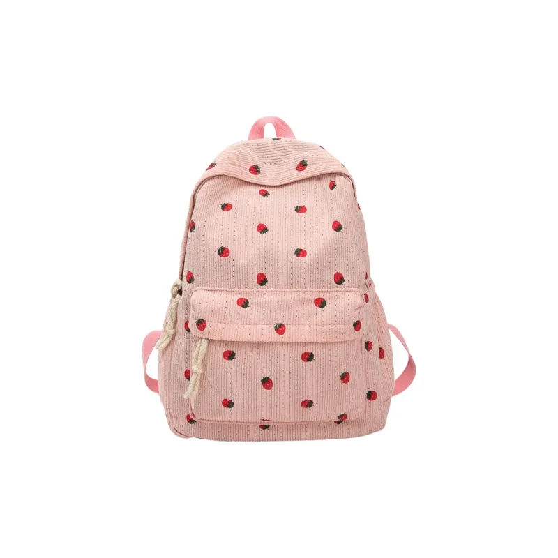 Meow In The Grass Corduroy Backpack Women's Black/White/Light Pink/Dark Pink/Green/Coffee-18