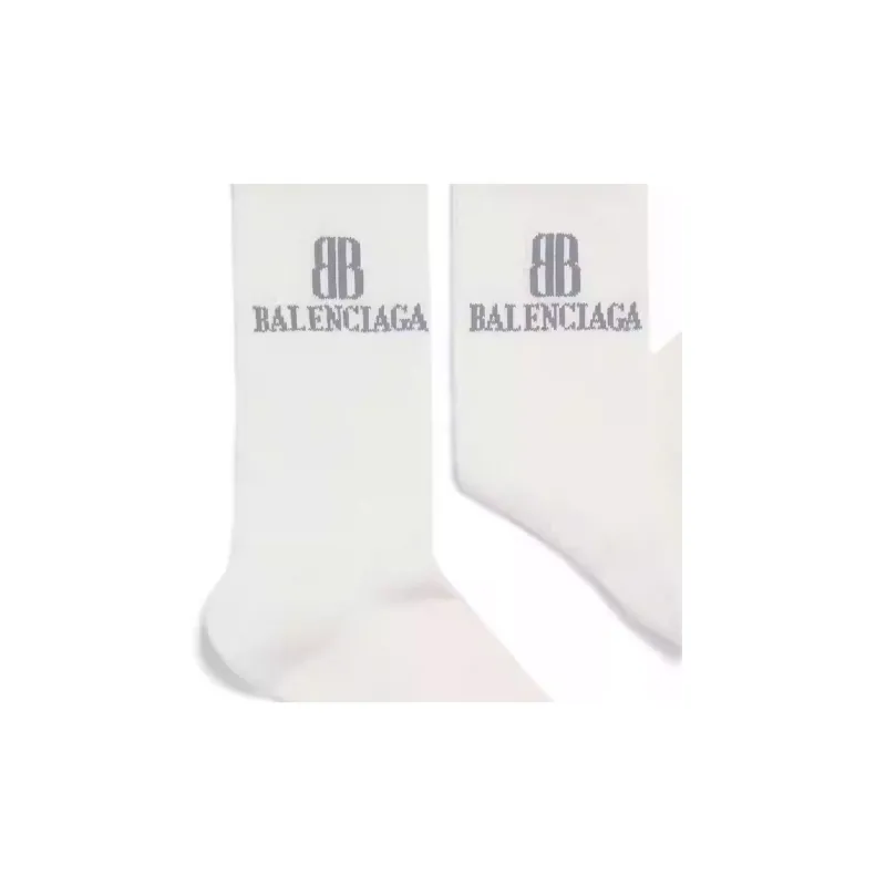 Balenciaga FW25 Mid Calf Socks Regular Fit Unisex 1 Pack White-1