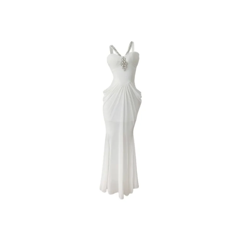 GUOZHEN Slip Dresses Women's White-0