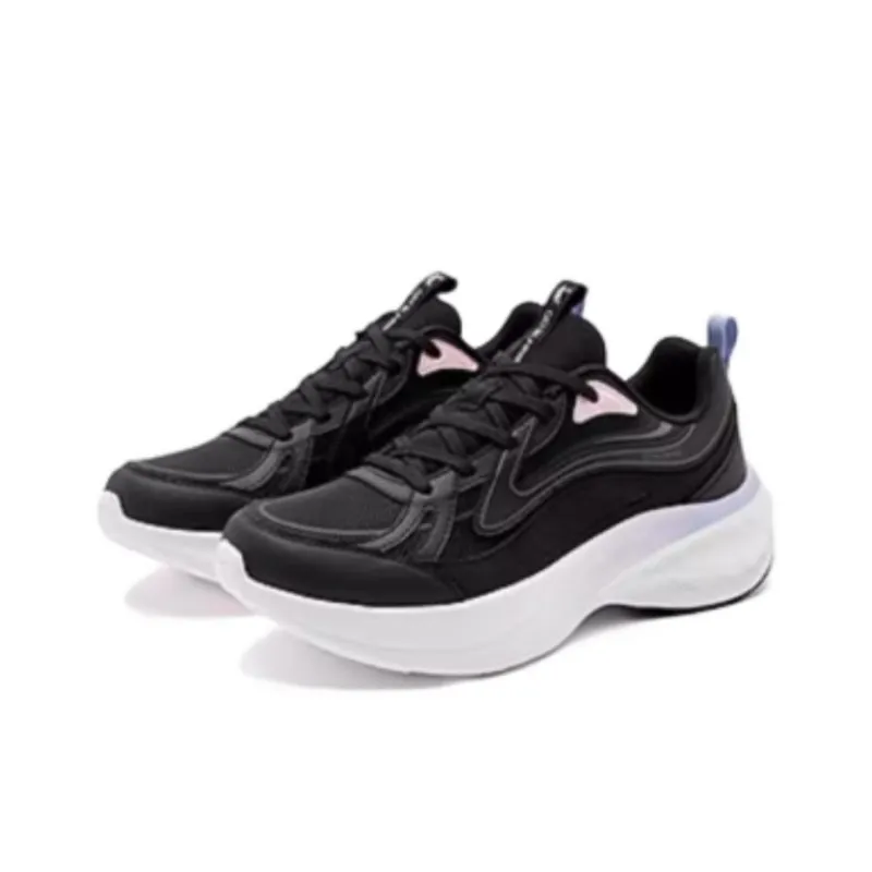 QIAODAN Cushioning And Abrasion Resistant Coverage Low Top Running Shoes Women's Black Purple-2