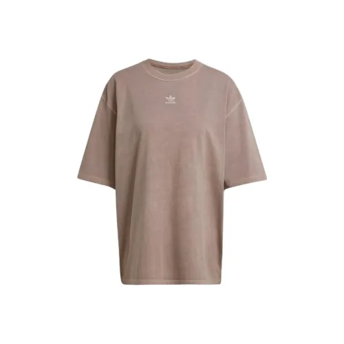 Adidas Originals SS25 Drop Shoulder Sleeve T Shirt Women's Shadow Trace Brown