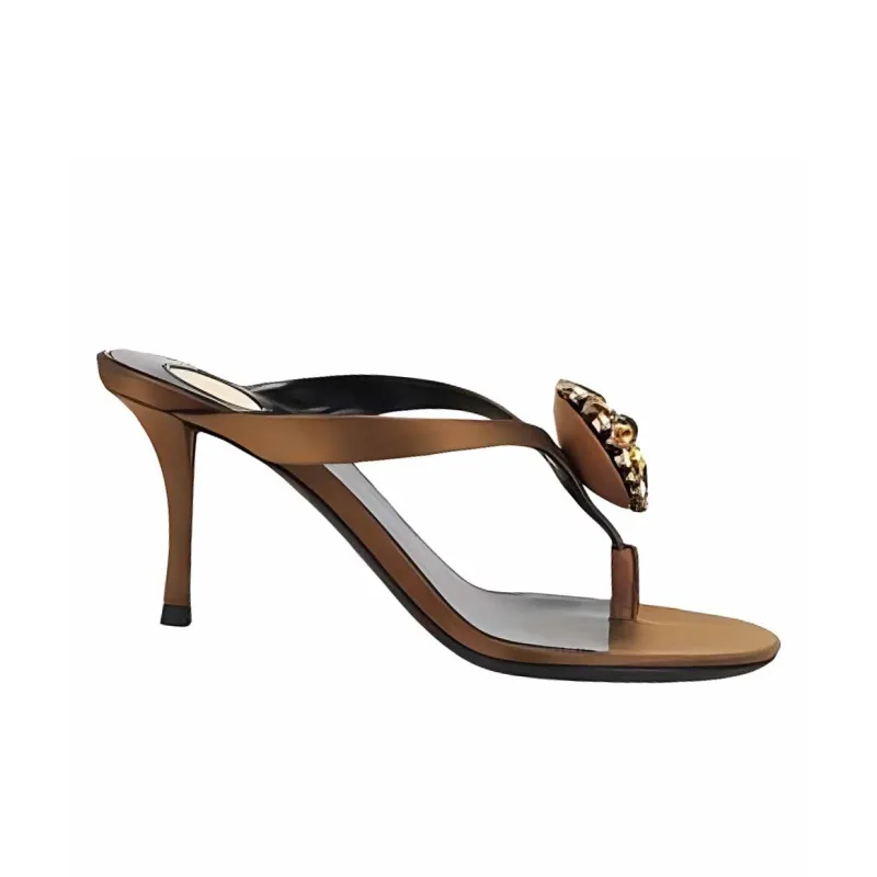 SAINT LAURENT Flip Flops 9cm Women's Brown-1
