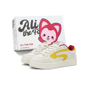 ALI THE FOX Height Increasing Moisture Wicking Low Top Skateboard Shoes Women's Beige Yellow