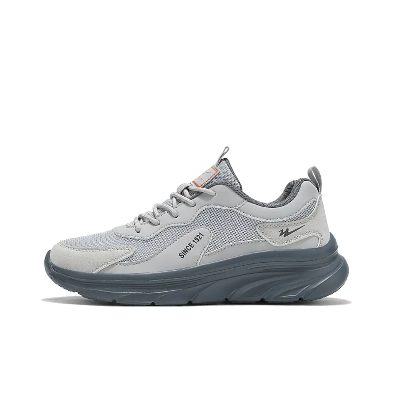 Binary Cushioning Rebound Lightweight Breathable Slip Resistant Low Top Running Shoes Men's Microchip Gray-0