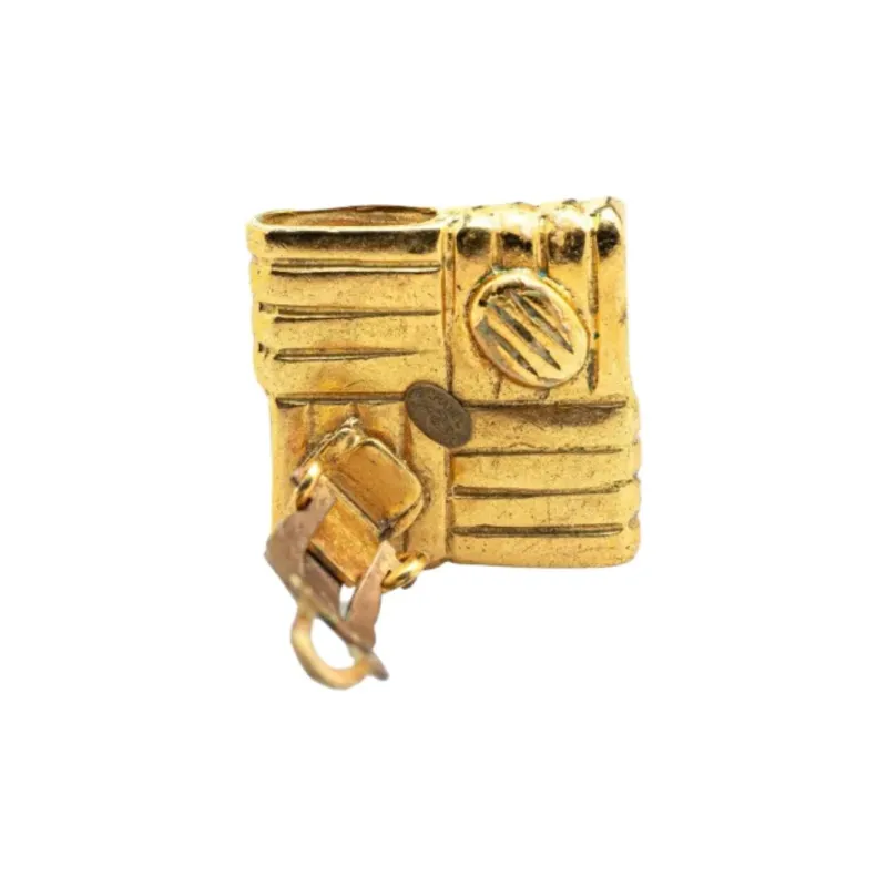 CHANEL 1996 Plated Cc Square Clip On Earrings Costume Earrings-2