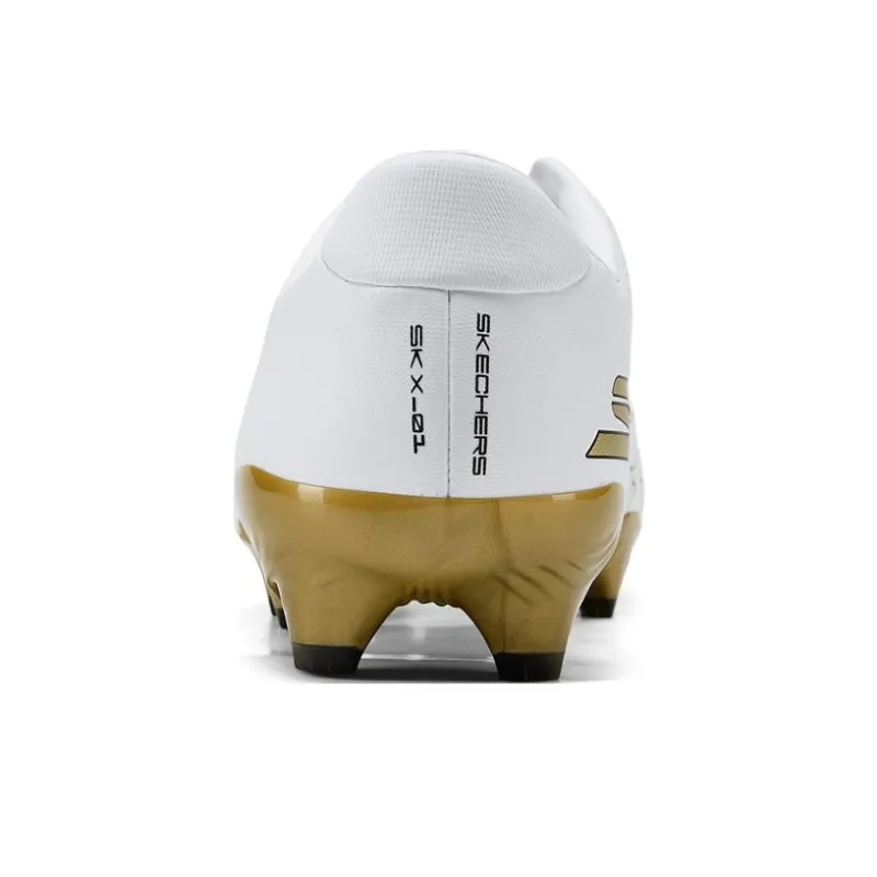 Skechers Artificial Ground Anti Slip Wear Resistant Soccer Shoes Men's White Gold-2