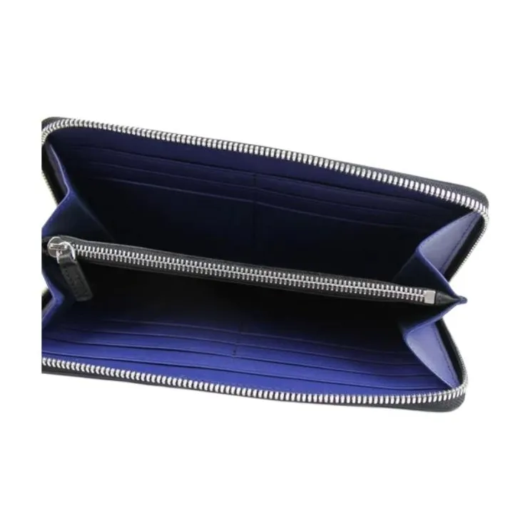 MCM Leather Wallet Large Size Men's Marine Blue-4