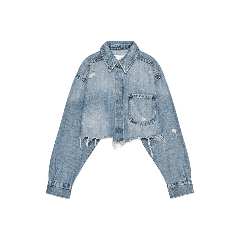 ZARA Denim Jackets Women's Blue-0