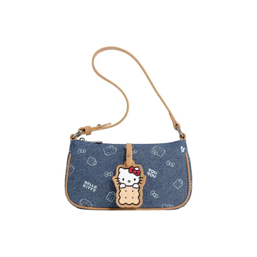 TOUTOU Hello Kitty Collaboration Hello Kitty Fabric Shoulder Bag Regular Women's Denim Blue