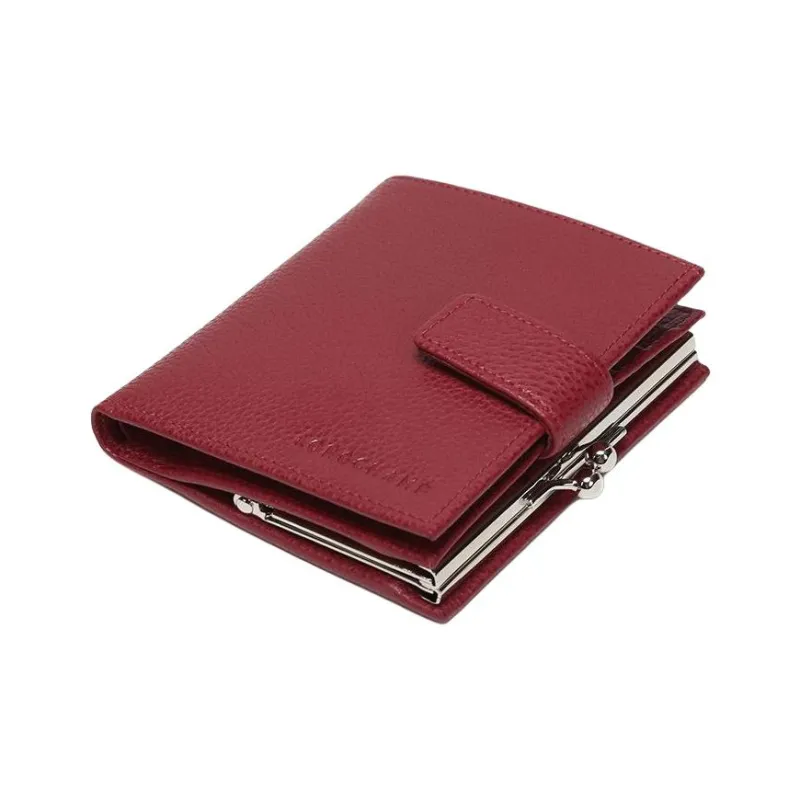 LONGCHAMP Le Foulonné Cow Leather Wallet Women's Beetroot Red-1
