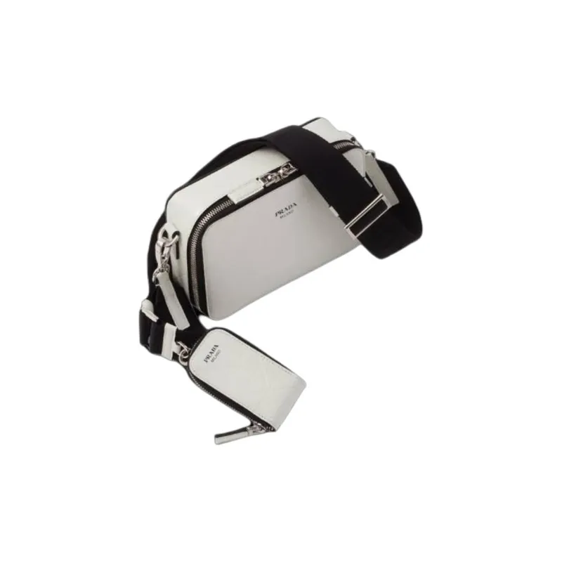 PRADA Brique Leather Shoulder Bag Unisex White-1
