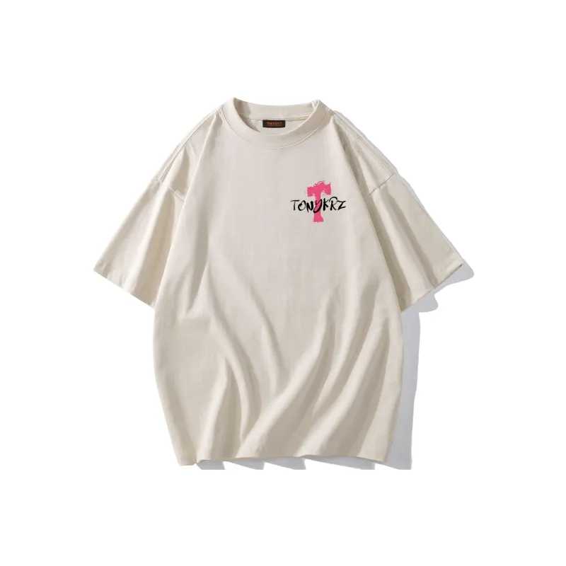 TONYKRZ T Shirts Unisex Light Beige Apricot-1