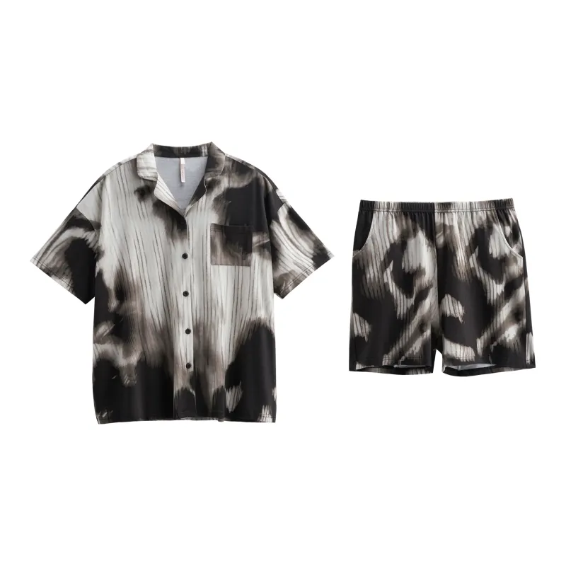XUANZHITING Pajama Set Women's Black Gray-0