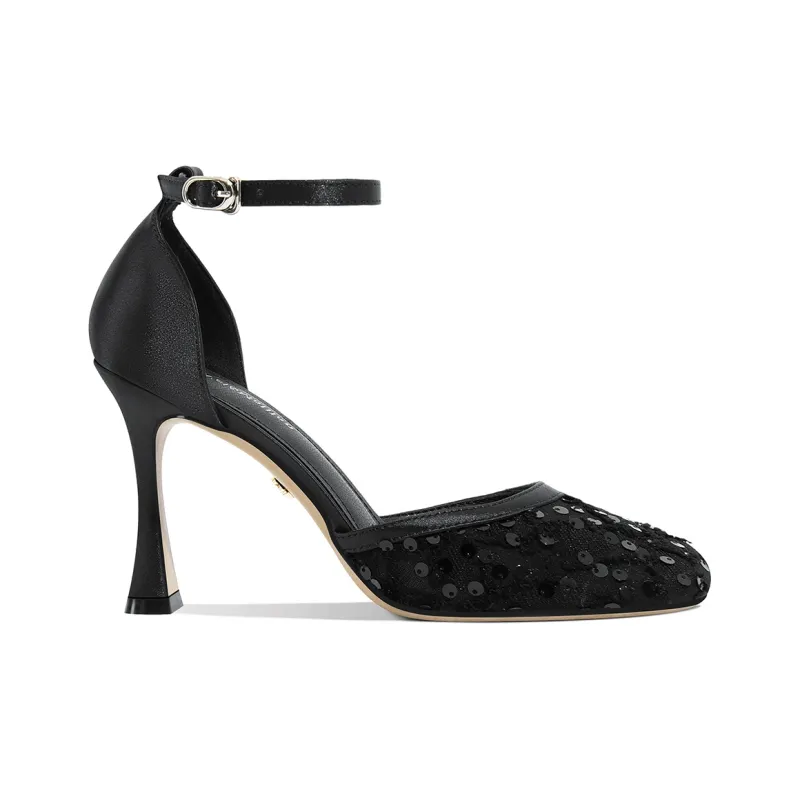 Lily Wei Twilight Of Winter Flared Heel High Heels Women's Black-2