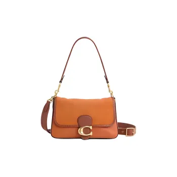 COACH Tabby Smooth Leather With Suede Shoulder Bag Medium Size Women's Brown