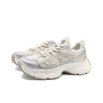 FOXER Breathable, Lightweight, Abrasion Resistant Height Increasing Shoes Low Top Casual Shoes Women's Beige Gold