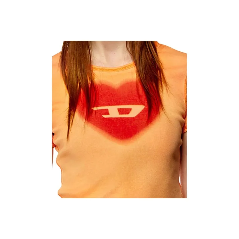 DIESEL SS24 OVAL D Collection T Shirt Women's Orange-3