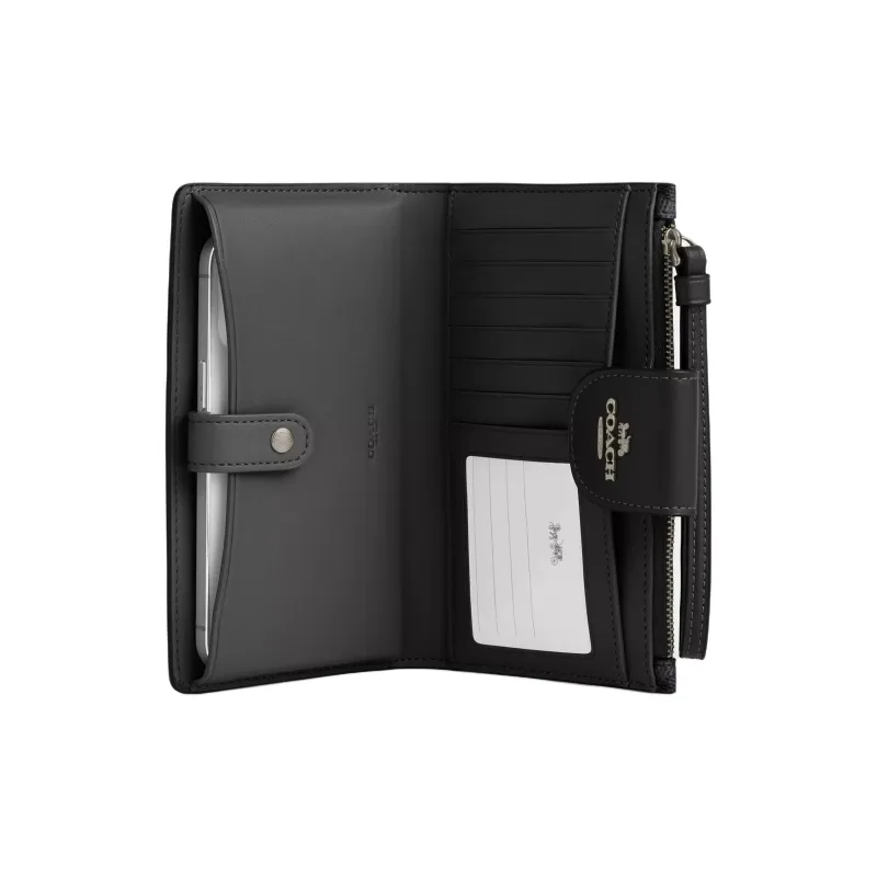 COACH Phone Coated Canvas Wallet Trumpets Women's Bronze & Charcoal Gray & Black-1