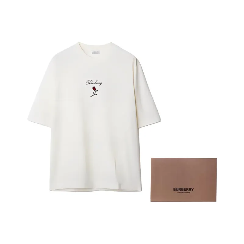 Burberry Rose Flocked Cotton T shirt-7