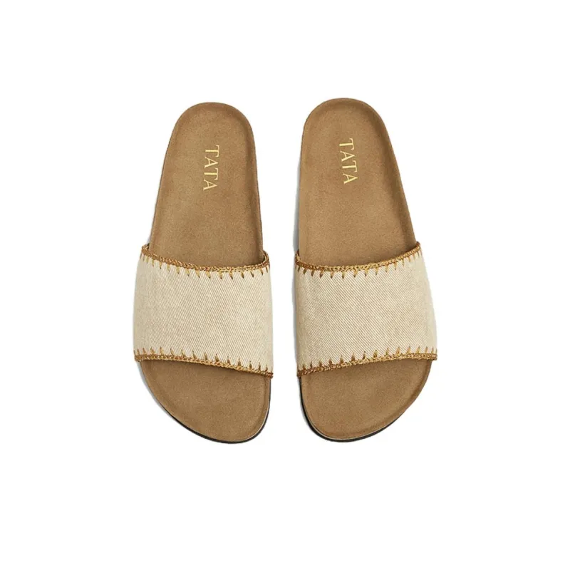 TATA Rubber Sole Cuffed Quiet Slide Slippers Women's-6