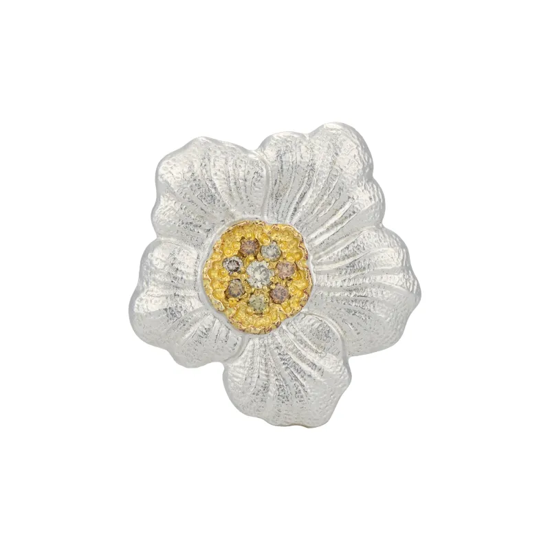 BUCCELLATI BLOSSOMS Series Silver Colored Rhinestone Earrings Women's-1