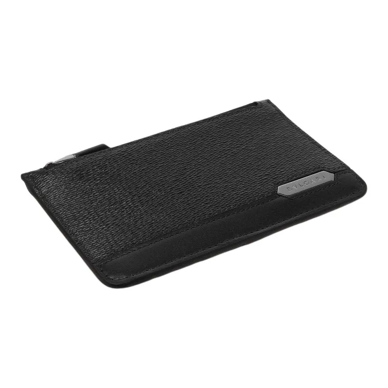 BVLGARI Serpenti Series Calfskin Coin Purse Men's Black-3