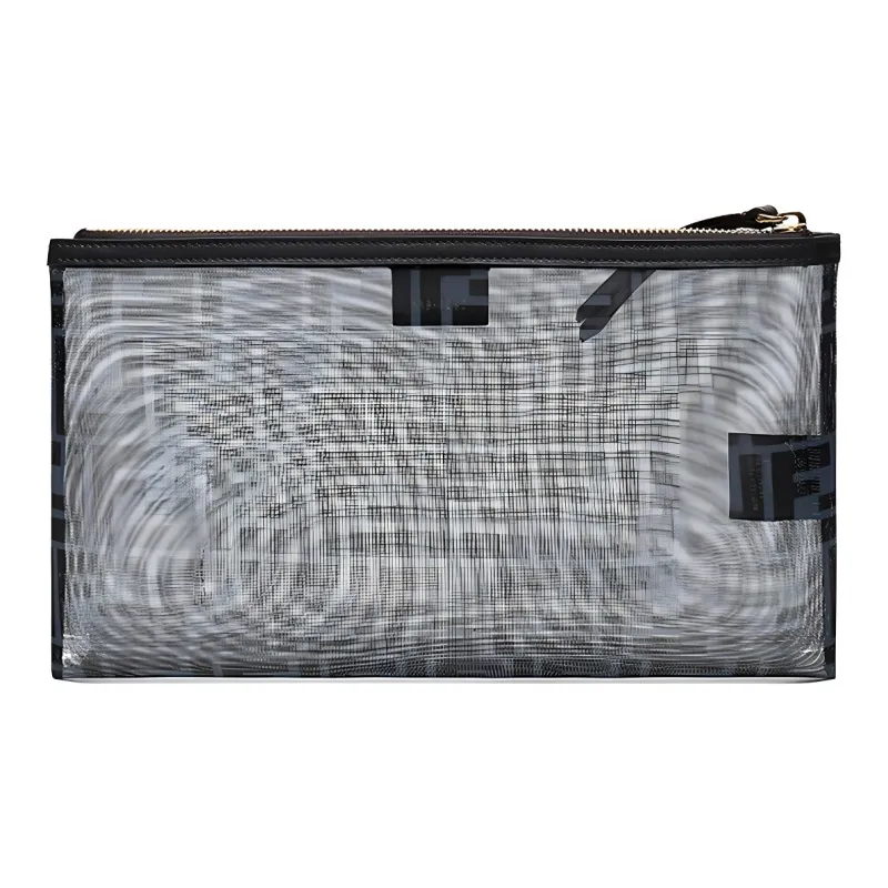 FENDI Fabric Clutch Makeup Bag Toiletry Bag Women's Blue Black-2