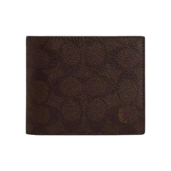 COACH 3 IN 1 Wallet Coated Canvas Wallet Mini Men's Mahogany Multicolor