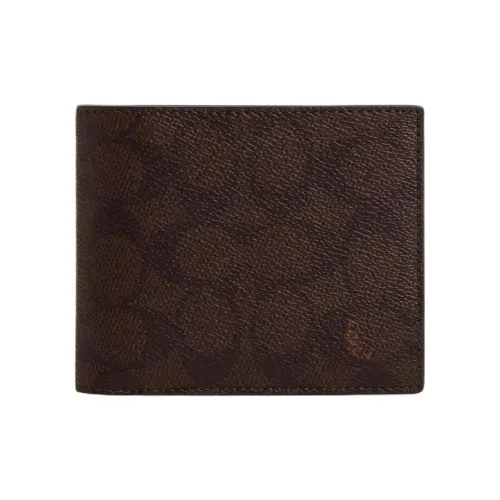 COACH 3 IN 1 Wallet Coated Canvas Wallet Mini Men's Mahogany Multicolor