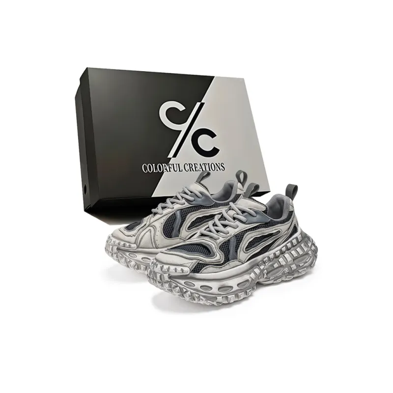Colorful Creations Slip Resistant, Abrasion Resistant, Breathable Low Top Chunky Sneakers Men's-5