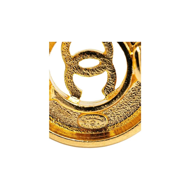 CHANEL 1997 Plated Cc Round Clip On Earrings Costume Earrings-2