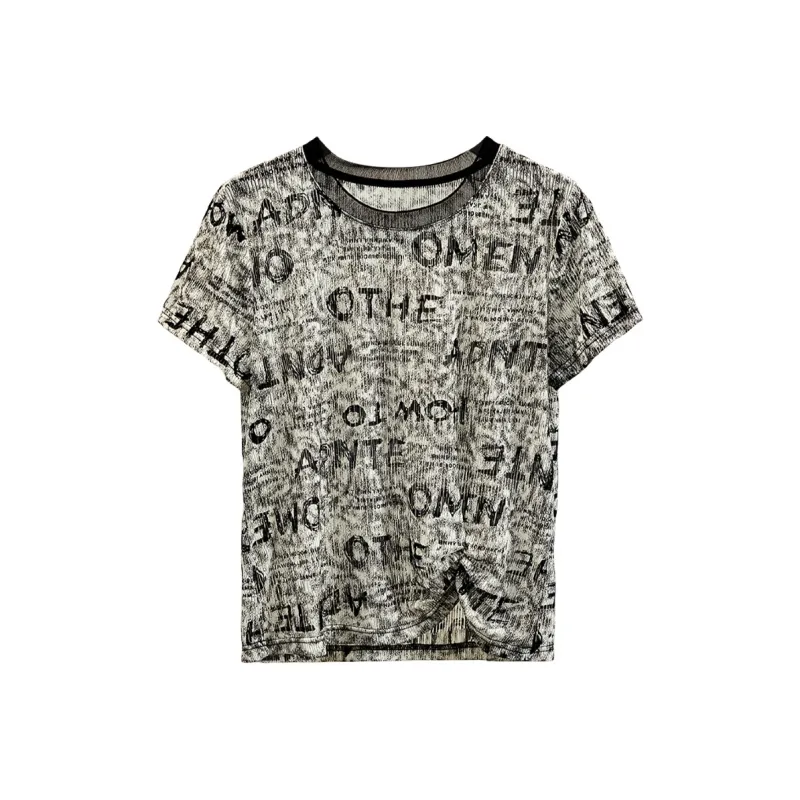 TOUCH T Shirt Women's Beige With Black Letter-0