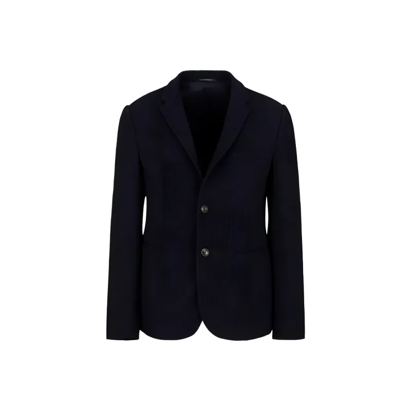 EMPORIO ARMANI Single breasted Jacket In A 3D effect Virgin wool Stretch Jersey Knit-0