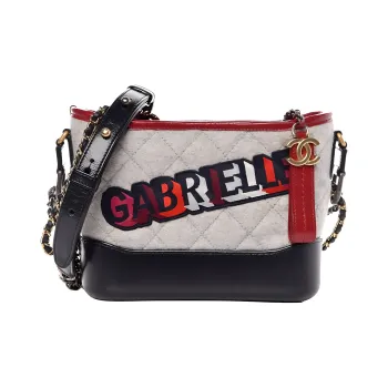 CHANEL Gabrielle Twill Soft Woolen Calfskin Handbag, Shoulder Bag, Crossbody Bag Trumpets Women's Gray