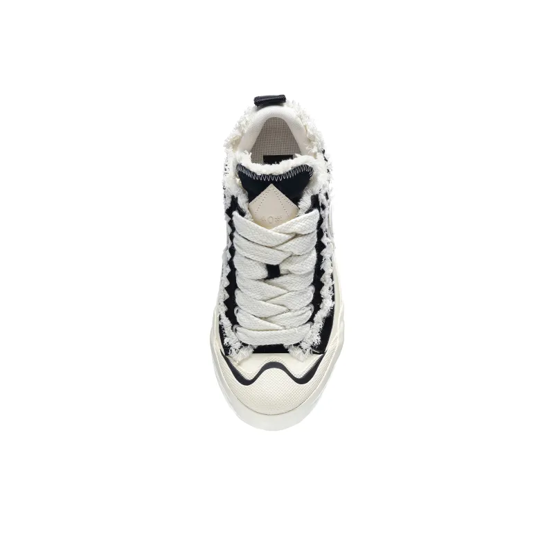 Star By Wishes Anti-Slip Wear-Resistant Breathable Height Increasing Low-Top Skateboard Shoes Unisex Black-2