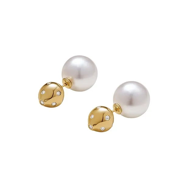 Amber Lollipop Gourd Collection Pearl Stud Earrings Women's-0
