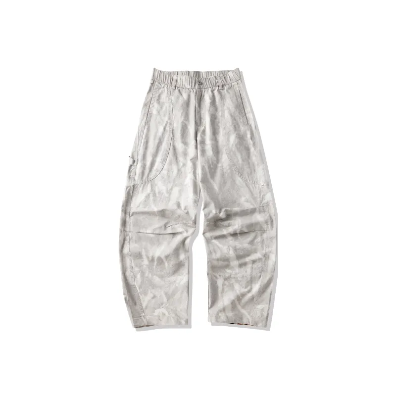 LANGWEIZHE Patchwork Design Premium Parachute Logging Pants Versatile Loose Fit Distressed Pants Unisex-0
