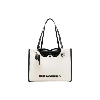 KARL LAGERFELD Polyurethane Tote Bag, Shopping Bag, Shoulder Bag, Handbag Women's White