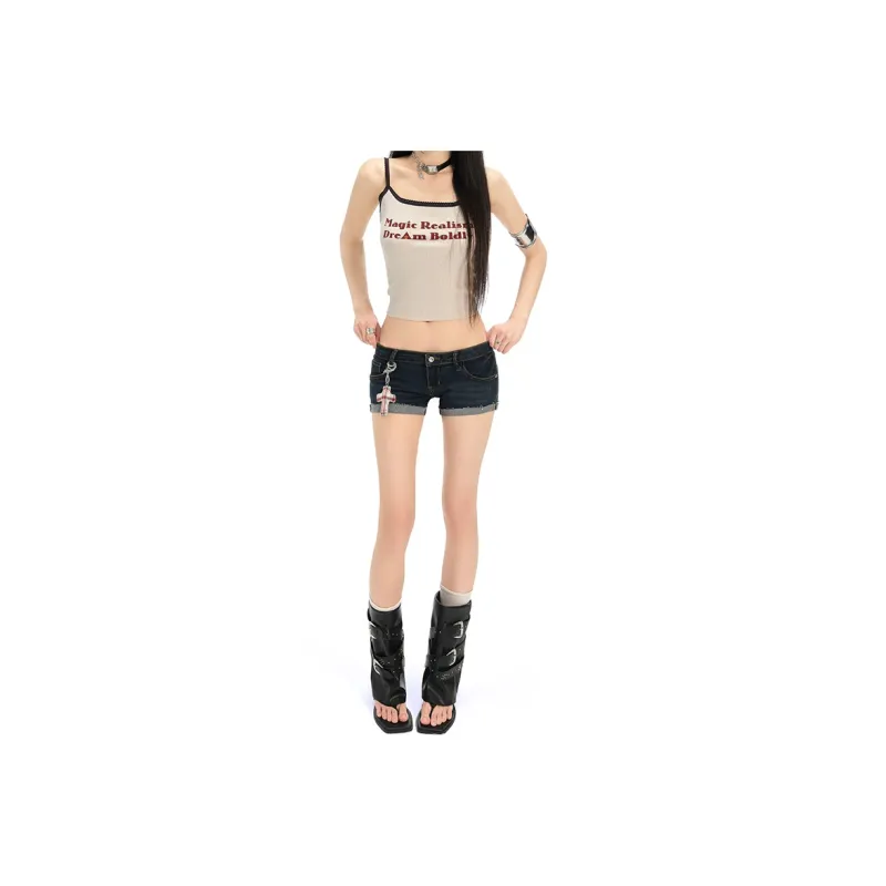 LCEVHZ'S Denim Shorts Women's Dark Blue-0