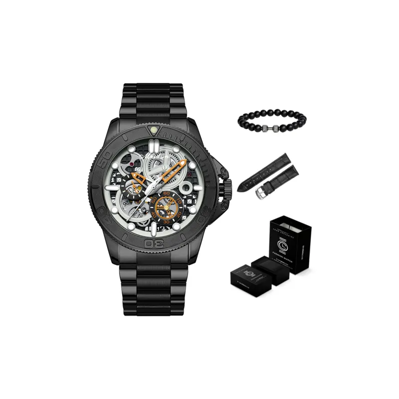 MESDUN Explorer Collection Automatic Mechanical Movement Stainless Steel Watchband Watch Men's Watches White Dial-0